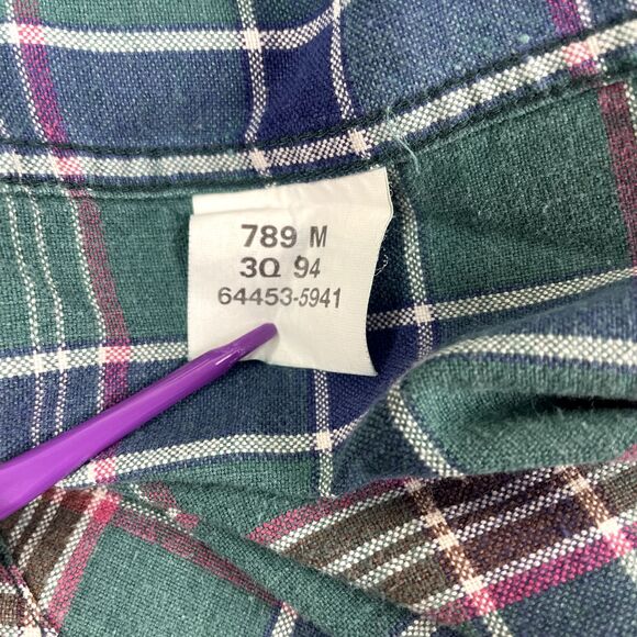 VTG Dockers Levis 90s Y2K Green Blue Plaid Shirt Work Ranch Yellowstone LARGE - Picture 8 of 9